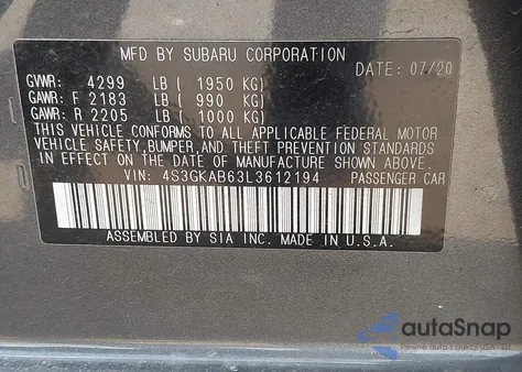 2020 Subaru Impreza Sedan from USA, damaged, VIN 4S3GKAB63L3612194